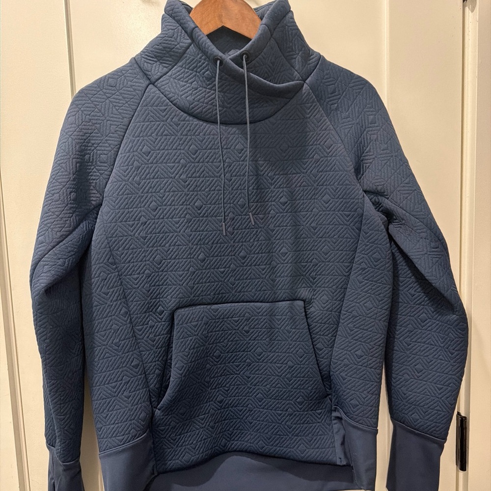 Athleta Women's Jaguar Elevation Quilted PullOver Sweater Navy Blue Oversized XS